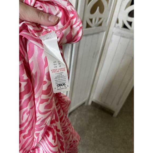 ASOS Design Curve Maxi Dress Size US 16 UK 20 Womens Pink Zebra Open Back - Picture 4 of 6